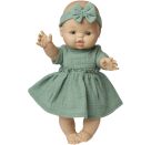 Puppenkleid aus 100 % Bio-Baumwolle mit Rüschen und Haarband, salbeigrün, 2-teilig, Gr. 35-45 cm