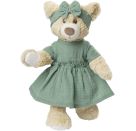 Puppenkleid aus 100 % Bio-Baumwolle mit Rüschen und Haarband, salbeigrün, 2-teilig, Gr. 35-45 cm