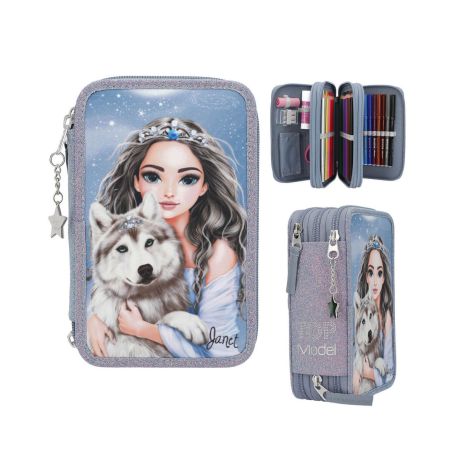 TOPModel 3 Fach Federtasche WOLF