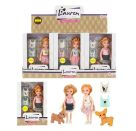 TOITOYS LAUREN Teenagerpuppe klein mit TopsHund, 3-fach sortiert