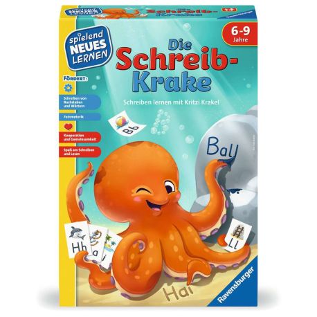 Ravensburger 24683 - Die Schreib-Krake - Lernspiel für Kinder, Schreiblernspiel für Kinder von 6-9 Jahren, für 1-4 Spi