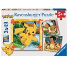 Ravensburger Kinderpuzzle - 12004062 Pokémon - Puzzle für Kinder ab 5 Jahren, mit 3x49 Teilen
