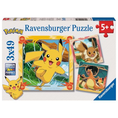 Ravensburger Kinderpuzzle - 12004062 Pokémon - Puzzle für Kinder ab 5 Jahren, mit 3x49 Teilen