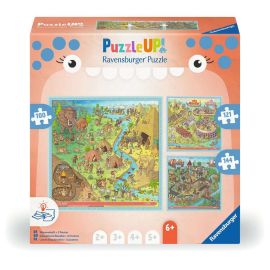 Puzzle UP! Geschichte von Ravensburger, 12004005 - 3 Puzzles mit 100, 121, 144 Teilen zum Kombinieren und mit extra Wi