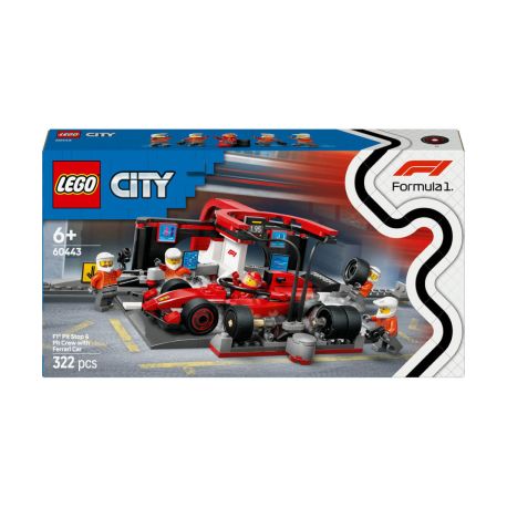 LEGO® City 60443 F1 Boxenstopp mit Boxencrew und Ferrari Flitzer
