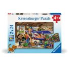 Ravensburger Kinderpuzzle - 12004044 Eisenbahn- und Flugzeugservice - Puzzle für Kinder ab 4 Jahren, mit 2x24 Teilen