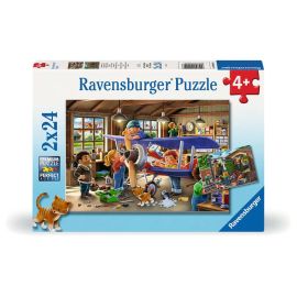 Ravensburger Kinderpuzzle - 12004044 Eisenbahn- und Flugzeugservice - Puzzle für Kinder ab 4 Jahren, mit 2x24 Teilen