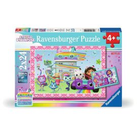 Ravensburger Kinderpuzzle - 12004112 Gabbys Dollhouse - Puzzle für Kinder ab 4 Jahren, mit 2x24 Teilen