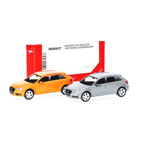 herpa - MiniKit Audi A3 Sportback (2012) Glutorange und Nardograu, 2 Stück