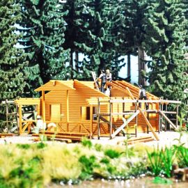 BUSCH H0 Blockhütte im Bau