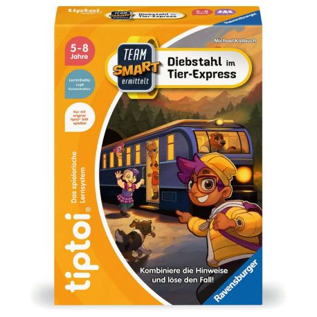 Ravensburger tiptoi Spiel 00226 - Team SMART ermittelt – Diebstahl im Tier-Express, fantastisches Logikspiel für Kinde