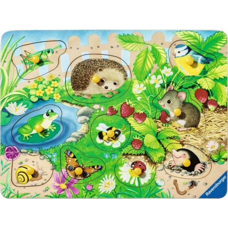 Ravensburger Kinderpuzzle 12004040 - Meine Gartenfreunde - my first wooden puzzle mit 10 Teilen - Puzzle für Kinder ab