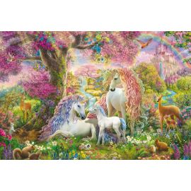 KIPU150T.Einhornfamilie im Blütenwald