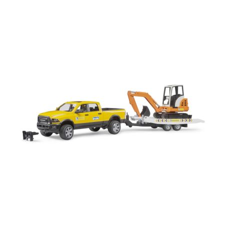 Bruder 02546 RAM 2500 Power Wagon Rental Service + Anhänger + Minibagger