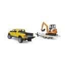 Bruder 02546 RAM 2500 Power Wagon Rental Service + Anhänger + Minibagger