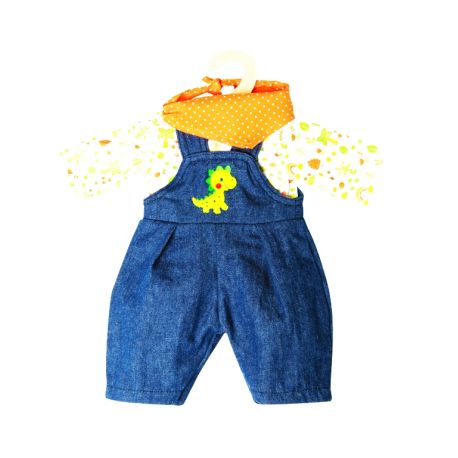 Puppen-Latzhose Dino, 3-teilig, Gr. 28-35 cm