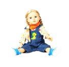 Puppen-Latzhose Dino, 3-teilig, Gr. 28-35 cm