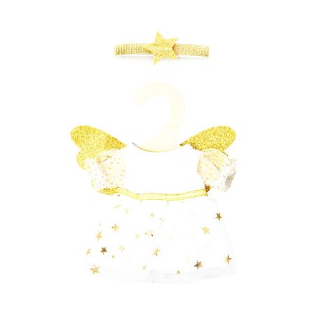 Puppen-Kleid Schutzengel mit Sternen-Haarband, mini, Gr. 20-25 cm