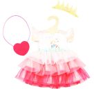Puppenkleid Prinzessin Emily mit Herztasche und Krone, Gr. 28-35 cm