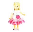Puppenkleid Prinzessin Emily mit Herztasche und Krone, Gr. 28-35 cm