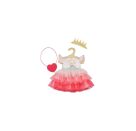Puppenkleid Prinzessin Emily mit Herztasche und Krone, Gr. 35-45 cm