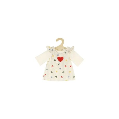 Puppen-Kordkleid Herz-Konfetti mit T-Shirt, Gr. 35-45 cm