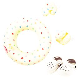 Puppen-Schwimmset Herz Konfetti mit Schwimmring, Schwimmflügeln und Clogs, Gr. 35-45 cm