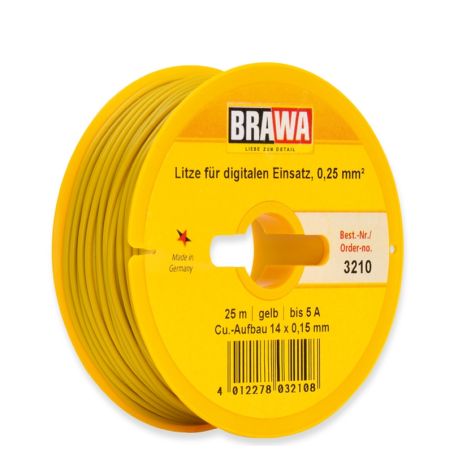 Einzelader 0,25 qmm, 25 m,gelb