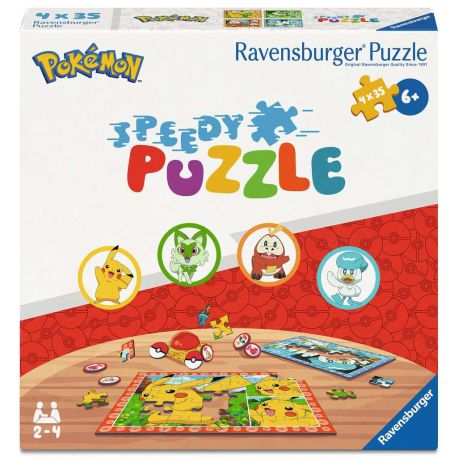 Speedy Puzzle Pokémon, 12004179, von Ravensburger - 4 Puzzles mit 35 Teilen und 32 Speedy Chips – Wer puzzelt am schne