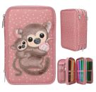 TOPModel 3 Fach Federtasche Affen Applikation JUICY