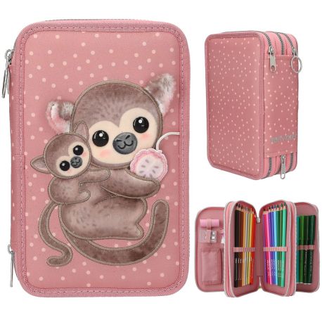 TOPModel 3 Fach Federtasche Affen Applikation JUICY