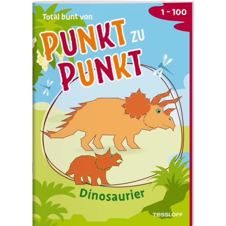 Total bunt von Punkt zu Punkt. Dinosaurier. Von 1 bis 100