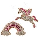 Diamond Painting Holzanhänger - Einhorn   Regenbogen / Drachen