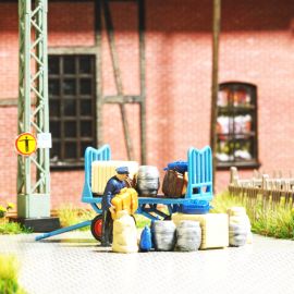 BUSCH H0 A-Set: Bahnst.karre beladen