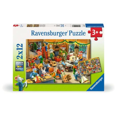 Ravensburger Kinderpuzzle - 12004047 Weihnachtswerkstatt - Puzzle für Kinder ab 3 Jahren, mit 2x12 Teilen