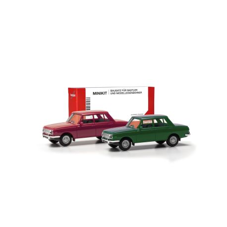 herpa - MiniKit Wartburg 353 66, 2er Set, Karminrot   Atlantikgrün