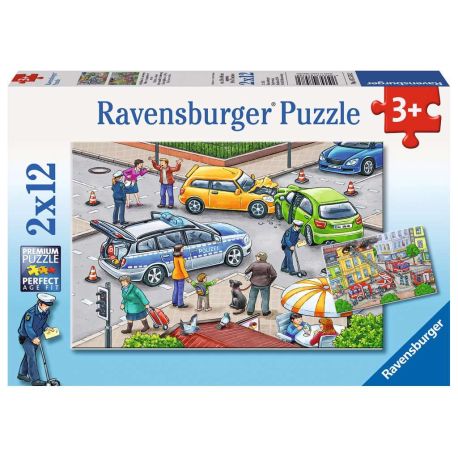 Ravensburger 7578 Puzzle Mit Blaulicht unterwegs 2 X 12 Teile