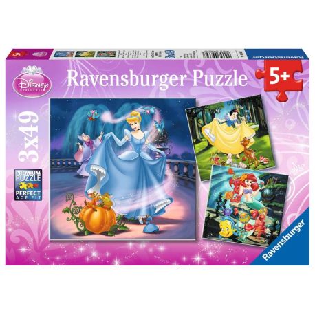 Ravensburger 9339 Puzzle Schneewittchen, Aschenputtel, Arielle 3 X 49 Teile