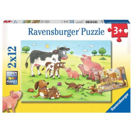 Ravensburger 7590 Puzzle Glückliche Tierfamilien 2 X 12 Teile
