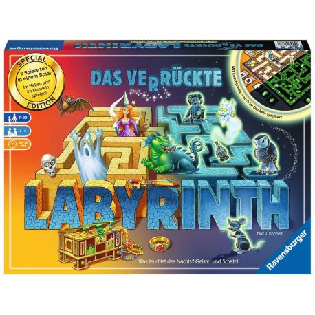Ravensburger 26687 - Labyrinth Glow in the dark -  Familienklassiker mit Leuchtfarbe, Spiel für Kinder und Familien ab