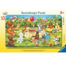 Ravensburger Kinderpuzzle - 12004042 Tierische Geburtstagsfeier - Rahmenpuzzle für Kinder ab 3 Jahren, mit 15 Teilen