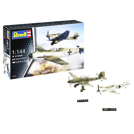 Model Set Messerschmitt Bf109E   Ju87B Stuka, Revell Modellbausatz mit Basiszubehör