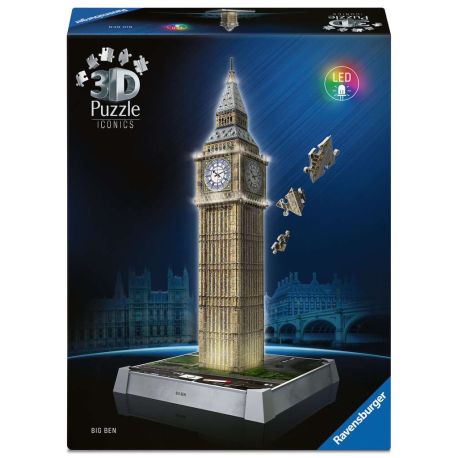 Ravensburger 3D Puzzle Iconics: 12008025 Big Ben - mit Licht - Das berühmte Wahrzeichen von London als detailgetreues