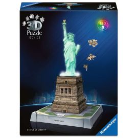 Ravensburger 3D Puzzle Iconics: 12008027 Freiheitsstatue - mit Licht - Das berühmte New Yorker Wahrzeichen als detailg