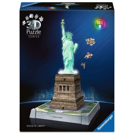 Ravensburger 3D Puzzle Iconics: 12008027 Freiheitsstatue - mit Licht - Das berühmte New Yorker Wahrzeichen als detailg