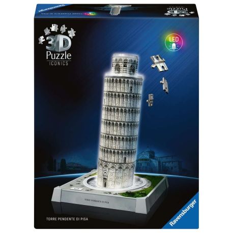 Ravensburger 3D Puzzle Iconics: 12008028 Turm von Pisa - mit Licht - Der wohl bekannteste schiefe Turm der Welt als de