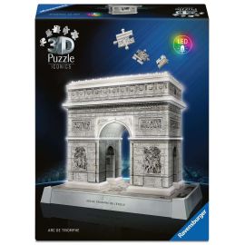 Ravensburger 3D Puzzle Iconics: 12008029 Triumphbogen Paris - mit Licht - Das berühmte Monument am Ende der Champs Ély