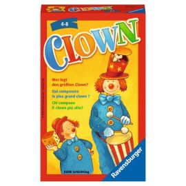 Ravensburger 23115 - Clown, Mitbringspiel für 2-6 Spieler, Kinderspiel ab 4 Jahren, kompaktes Format, Reisespiel, Würf