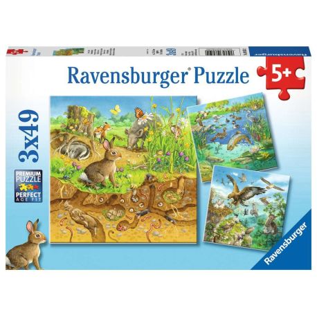 Ravensburger 8050 Puzzle Tiere in ihren Lebensräumen 3 X 49 Teile