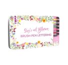 Handlettering Designdose Brush Pens Sags mit Blumen